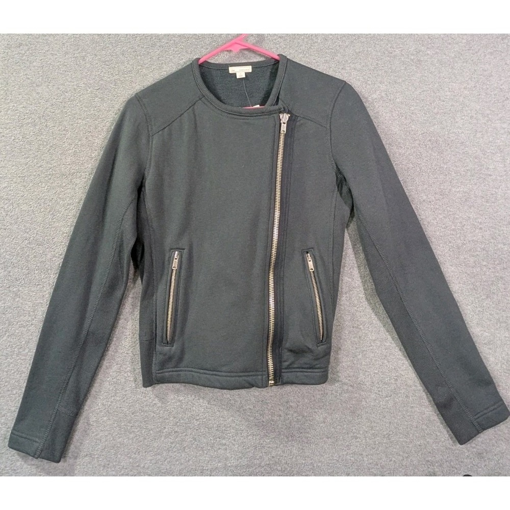 Gap Designed & Crafted Moto Jacket S Gray Zip Front Cotton Blend Fall 2014 NWT